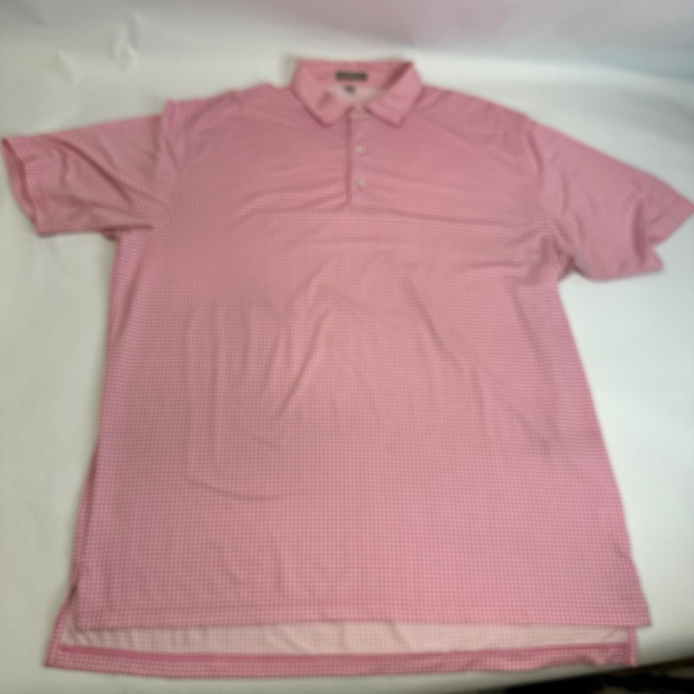 Peter Millar Summer Comfort Mens XL Pink Gingham Check Performance Polo Shirt